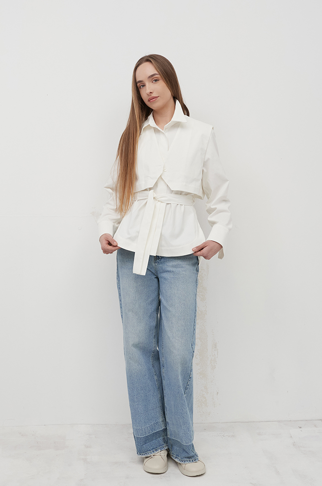 Сорочка з камізелькою вельвет айворі (Р 141/2)